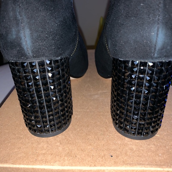 Suede Embellished Heels Booties - Picture 3 of 4